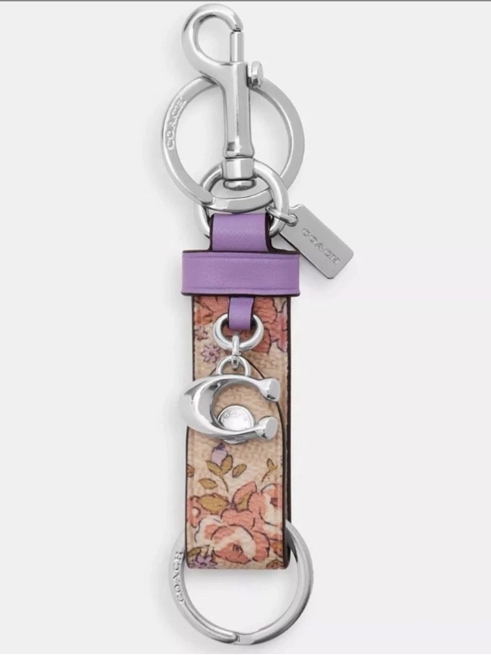 Coach Trigger Snap Bag Charm With Floral Print -NWT with mini dust bag
